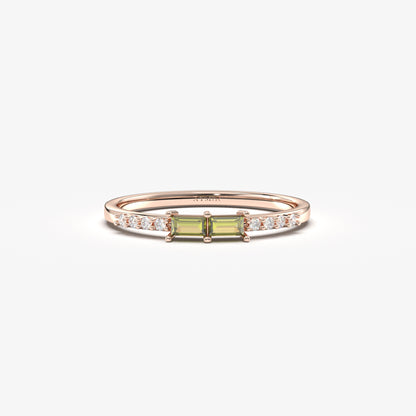 10K Gold Baguette Peridot and CZ Ring - 2S16PER