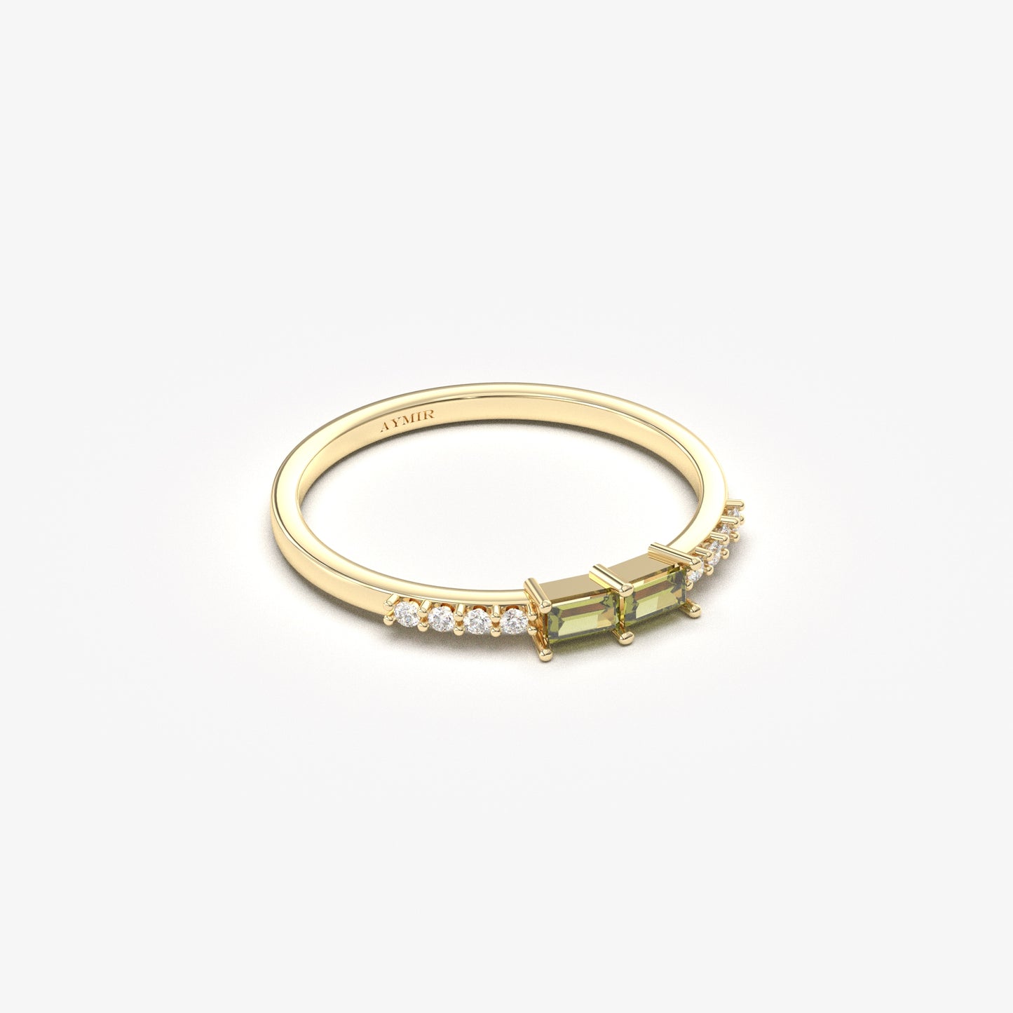 10K Gold Baguette Peridot and CZ Ring - 2S16PER