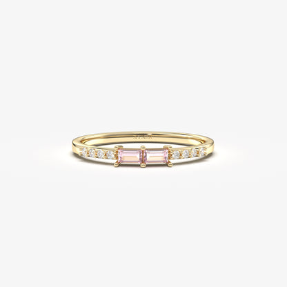 10K Gold Baguette Pink Topaz and Diamond Ring - 2S16PNK