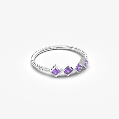 14K Gold Princess Cut Amethyst Ring - 2S170AME