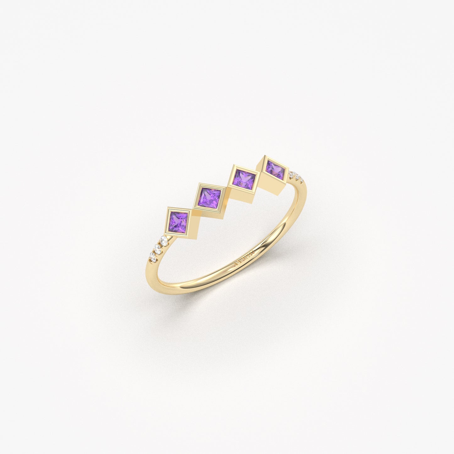 14K Gold Princess Cut Amethyst Ring - 2S170AME