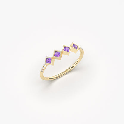 14K Gold Princess Cut Amethyst Ring - 2S170AME