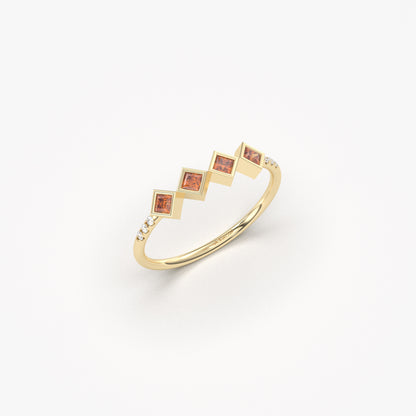 10K Gold Square Cut Garnet Ring - 2S170GAR