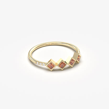 10K Gold Square Cut Garnet Ring - 2S170GAR