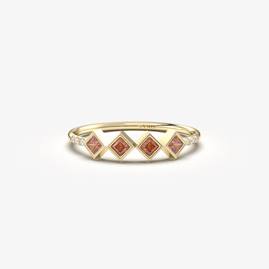 18K Gold Square Cut Garnet Ring - 2S170GAR