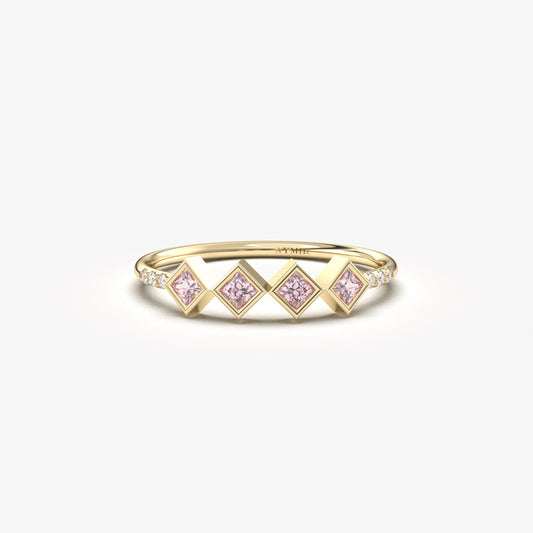 18K Gold Delicate Pink Topaz Ring - 2S170PNK