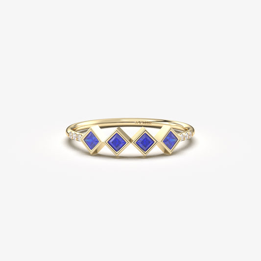 18K Blue Sapphire Gold Ring - 2S170SAF