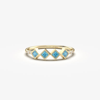 14K Gold Minimalist Sky Blue Topaz Ring - 2S170SKY