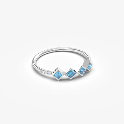 14K Gold Minimalist Sky Blue Topaz Ring - 2S170SKY