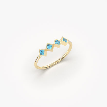 14K Gold Minimalist Sky Blue Topaz Ring - 2S170SKY