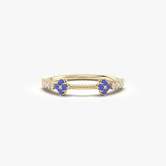 10K Gold Unique Diamond Sapphire Ring - 2S176SAF