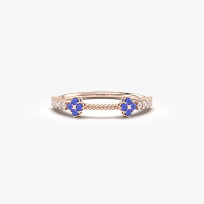 10K Gold Unique Diamond Sapphire Ring - 2S176SAF