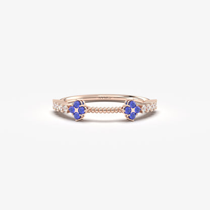 14K Gold Unique Diamond Sapphire Ring - 2S176SAF