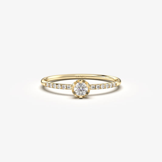 18K Gold Engagement CZ Ring - 2S181