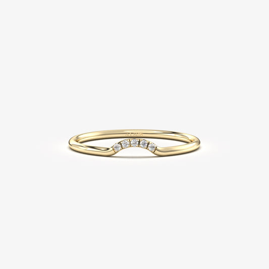 18K Gold Dainty Curved Ring - 2S184