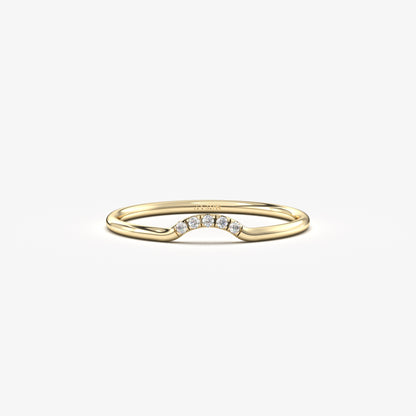 18K Gold Dainty Curved Diamond Ring - 2S184