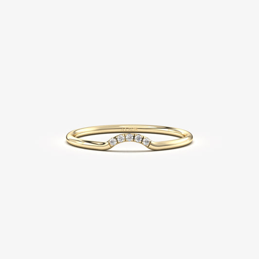 18K Gold Dainty Curved Diamond Ring - 2S184