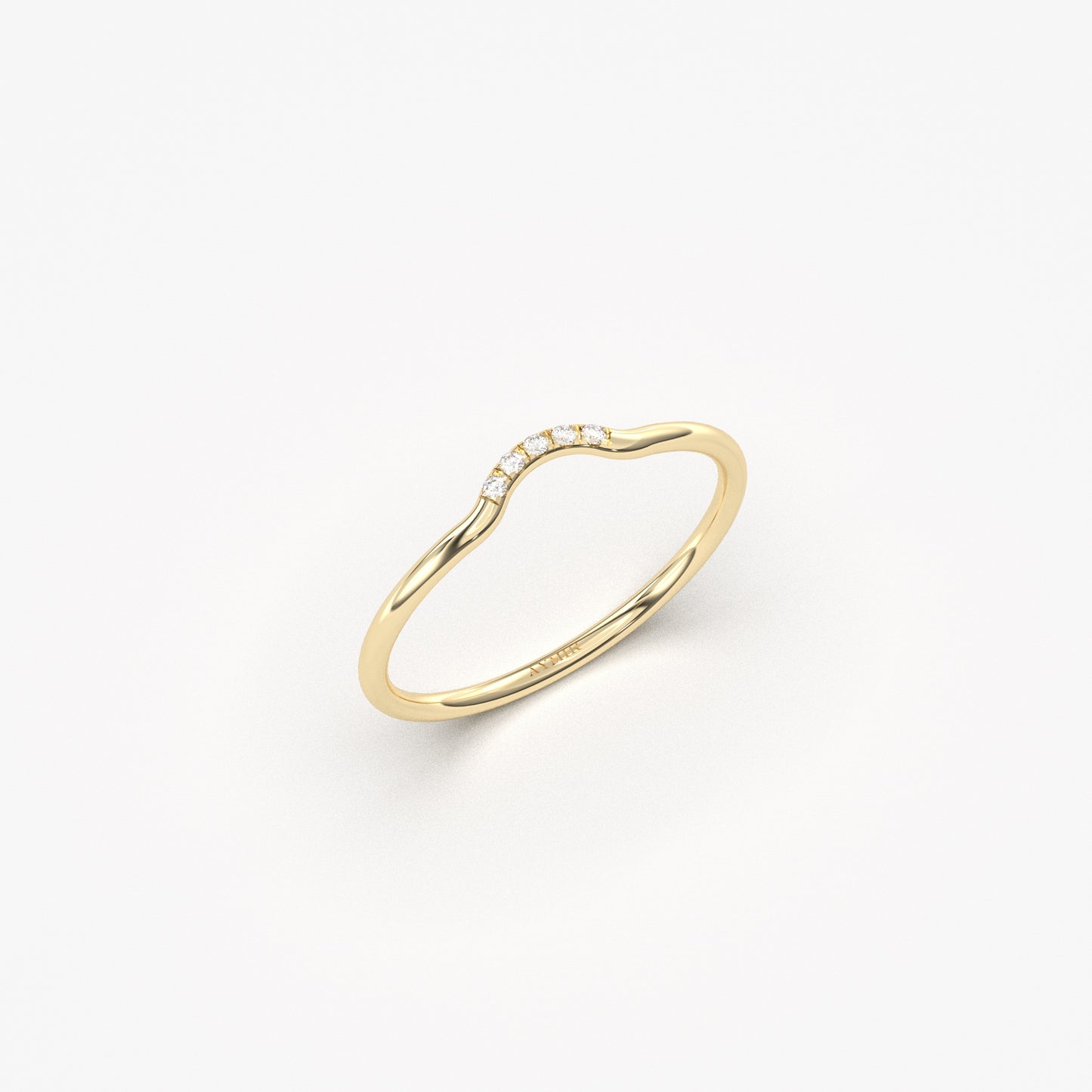 18K Gold Dainty Curved Diamond Ring - 2S184