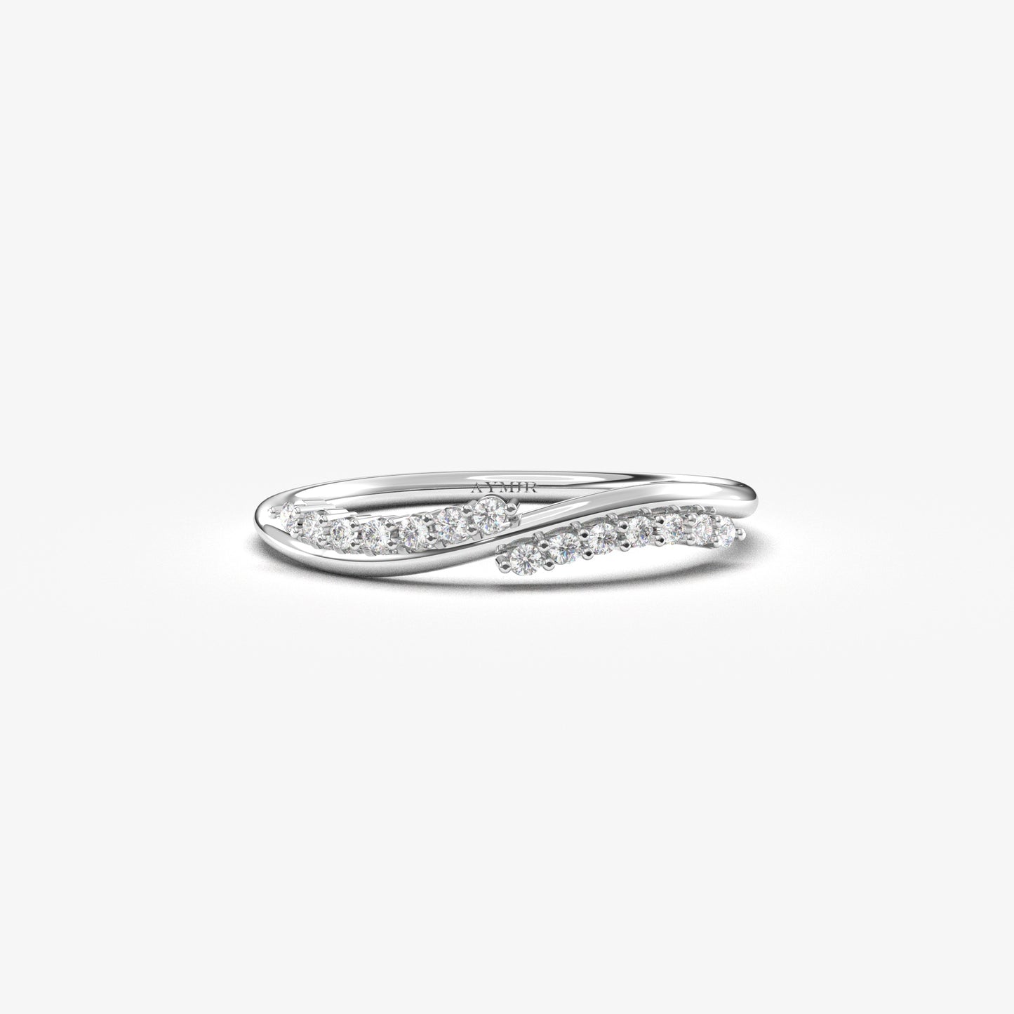 18K Gold Curved Diamond Wedding Ring - 2S185