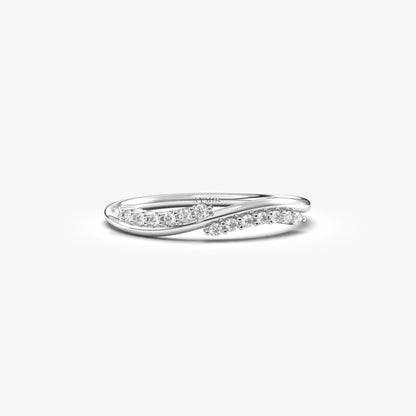 18K Gold Curved Diamond Wedding Ring - 2S185