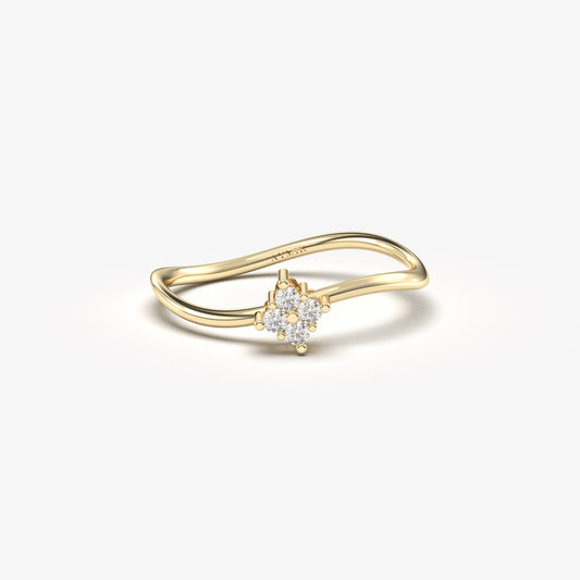 18K Gold Curved Seed Ring - 2S187