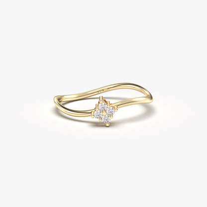 18K Gold Curved Diamond Seed Ring - 2S187