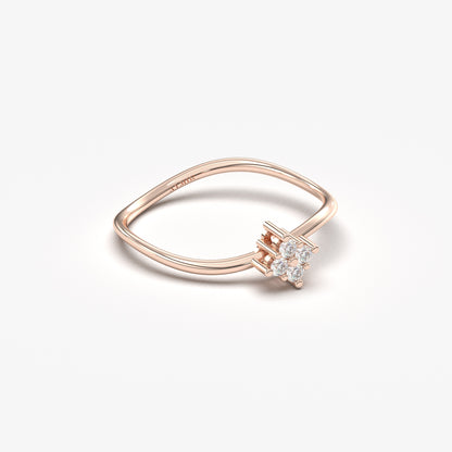 14K Gold Curved Diamond Seed Ring - 2S187
