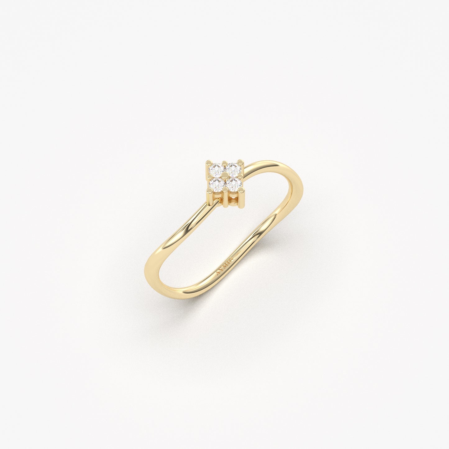 18K Gold Curved Diamond Seed Ring - 2S187