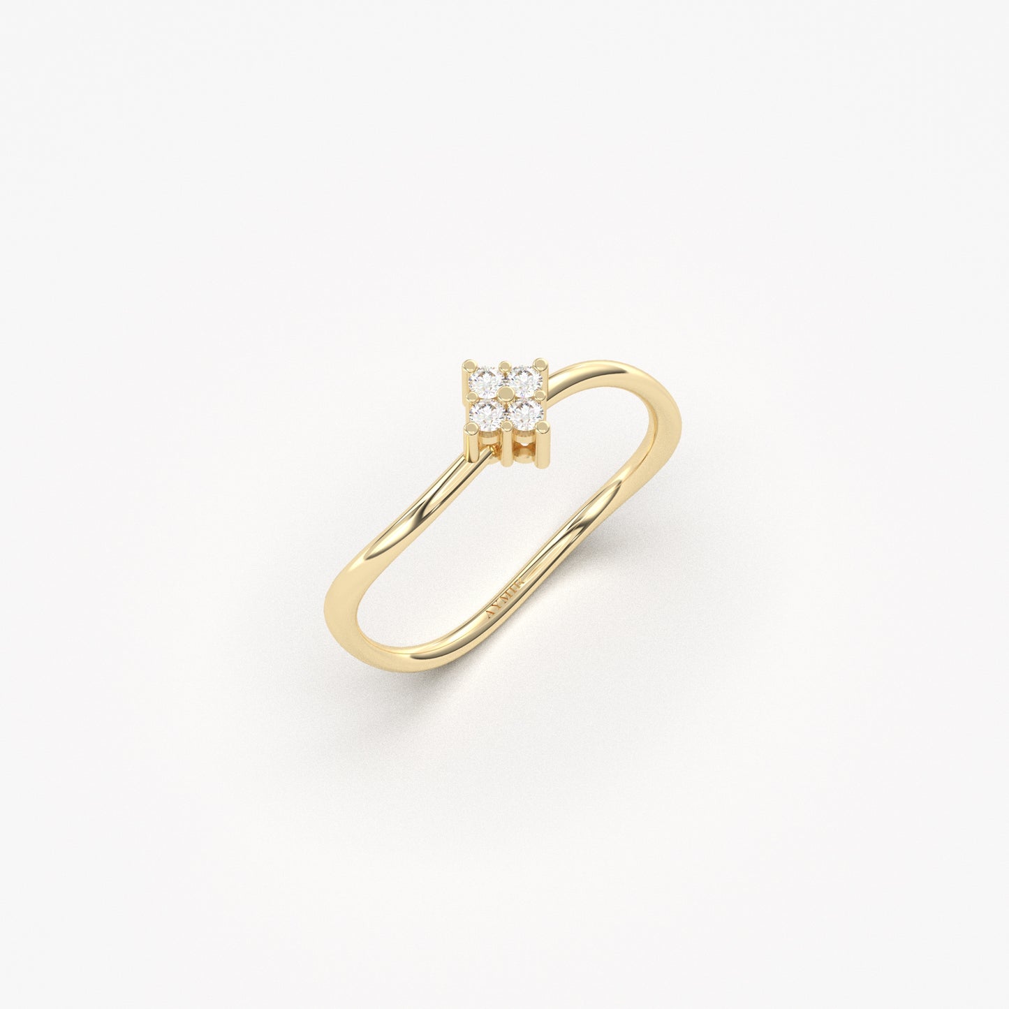 14K Gold Curved Diamond Seed Ring - 2S187