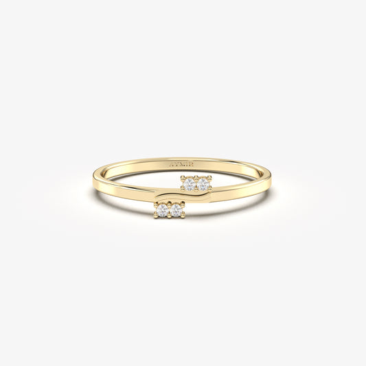 18K Gold Stack Wedding Diamond Ring - 2S190