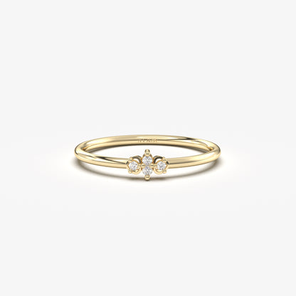 18K Solid Gold Diamond Stacking Ring - 2S193