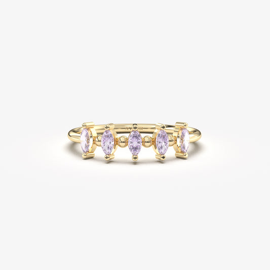 10K Gold 5 Stone Lavender Ring - 2S196LAV