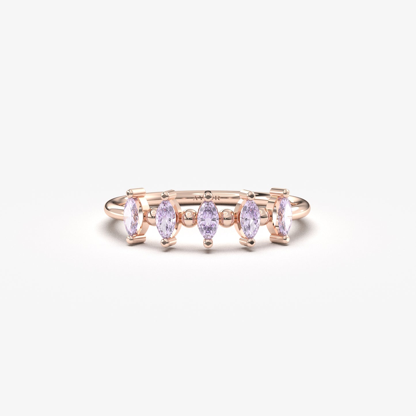 14K Gold 5 Stone Lavender Ring - 2S196LAV