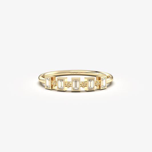 14K Gold Mini Baguette Ring - 2S200DIA