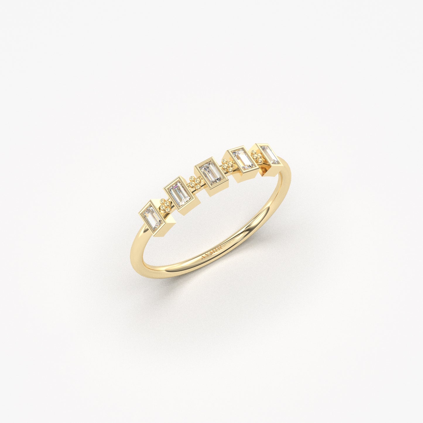 14K Gold Mini Baguette Ring - 2S200DIA