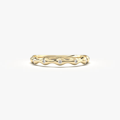 18K Gold Unique Wedding Ring - 2S203DIA