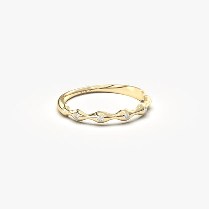 18K Gold Unique Wedding Ring - 2S203DIA