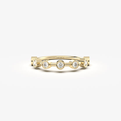 10K Gold 7 Stone Bezel Setting Diamond Ring - 2S20DIA