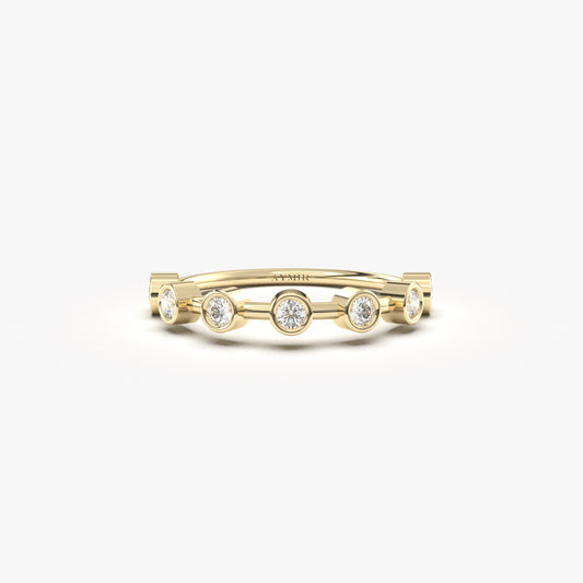 10K Gold 7 Stone Bezel Setting Diamond Ring - 2S20DIA