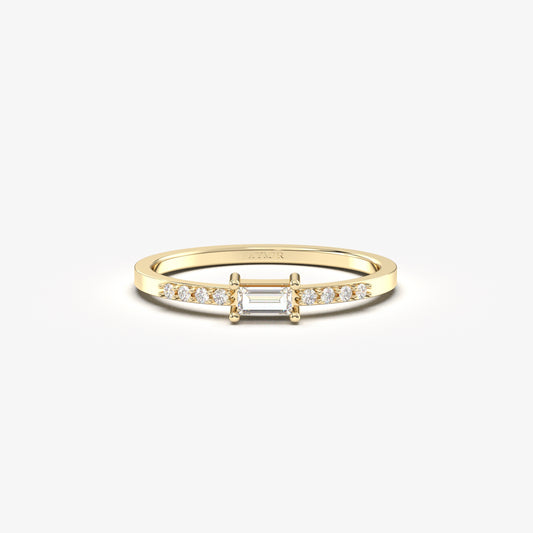 18K Gold Baguette CZ Ring - 2S2DIA