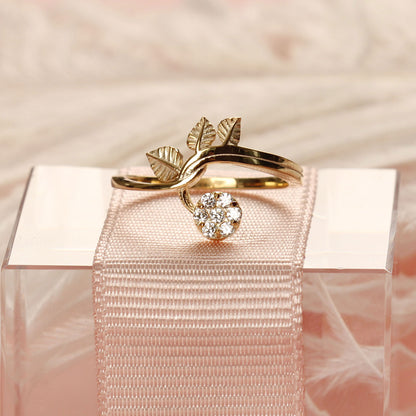 18K Gold Cluster Leaf Ring - LR147