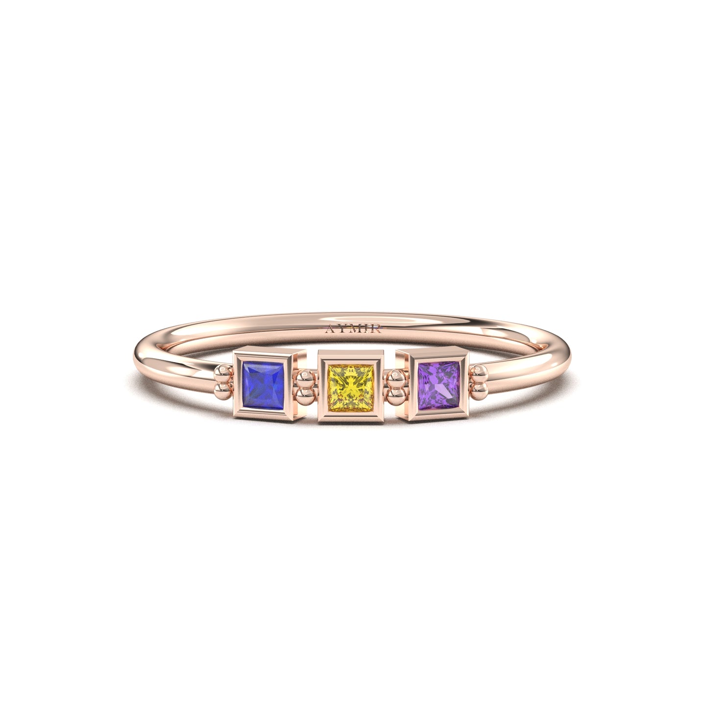 10K Gold Personalized 3 Stone Birthstone Family Ring - 2S198FAM3