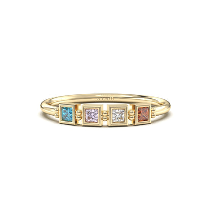 10K Gold Personalized 4 Stone Birthstone Family Ring - 2S198FAM4