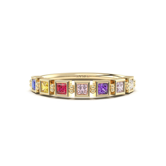 10K Gold Personalized 7 Stone Birthstone Family Ring - 2S198FAM7