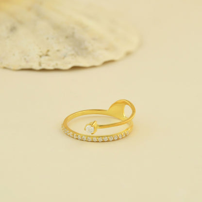 10K Gold Unique Diamond Ring - LR127