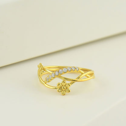 14K Gold Flower Wedding Ring - LR99