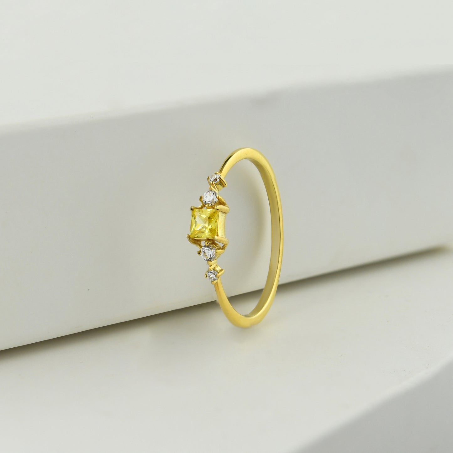 10K Gold Dainty Citrine Diamond Ring - 2S122CIT