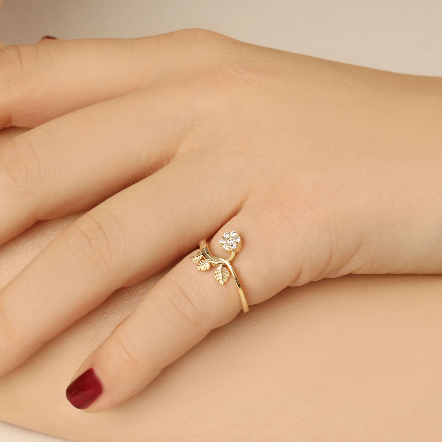 18K Gold Cluster Leaf Ring - LR147