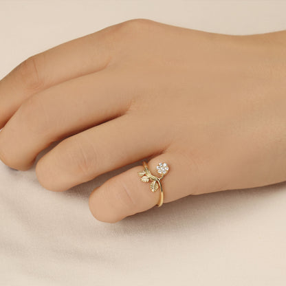 18K Gold Cluster Leaf Ring - LR147